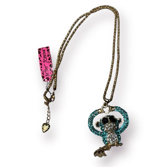 Betsey Johnson Crystal Rhinestone Necklace Monkey Gold Tone Necklace Bundle New - Picture 6 of 8
